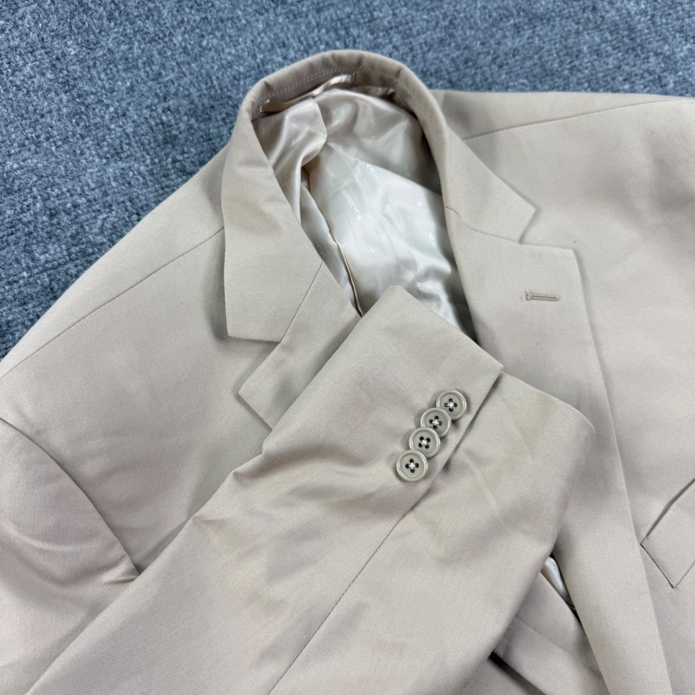 Pierre Noir Blazer 42 Beige Slim Fit 2-Button Sport Coat Mens